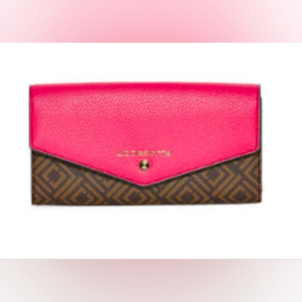 🆕LIZ CLAIBORNE Envelope Clutch/Wallet in Magenta and Brown